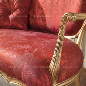 Juego de sofá de sala de estar vintage clásico europeo, sofá Seccional de madera de diseño simple con tela roja para uso doméstico - Product Image 4