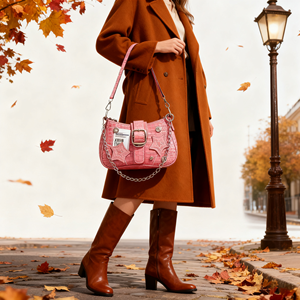 定制徽标免费样品 OEM 牛仔半月形单肩包 女式时尚腋下包 可爱帆布斜挎链条包 - Product Image 2