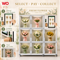 Distributeur automatique réfrigéré intelligent pour bouquets avec 8 casiers pour fleuristes, centres commerciaux, hôtels et communautés