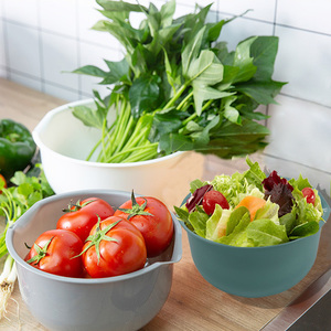 Nouvel ensemble de 3 paniers de rangement multifonctionnels pour fruits et légumes en plastique coloré avec bol mélangeur - Product Image 4