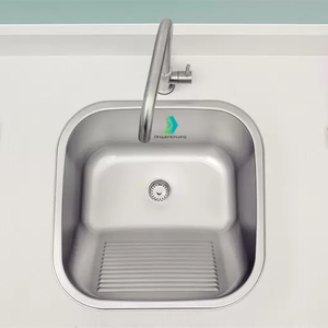 Fregadero pequeño y práctico, bañera de lavandería de acero inoxidable 304, balcón, bañera de lavandería con Tabla de lavar, superficie cepillada fácil de limpiar, Brasil - Product Image 2