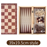 Jeu d'échecs, de dames et de backgammon en bois de 39 cm, pliable, écologique, portable, professionnel, jouet éducatif pour enfants et adultes