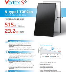 <span class=keywords><strong>Trina</strong></span> TSM-NEG18R.25 485-515W 490 495 500 505 510 watts Panneaux solaires Vertex S + Topcon Modules solaires entièrement noirs 30 ans de garantie - Product Image 2