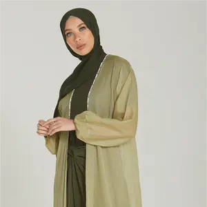 2023 yeni sıcak satış tuzlu sebze yeşil iki parçalı Abaya müslüman moda kadın elbise