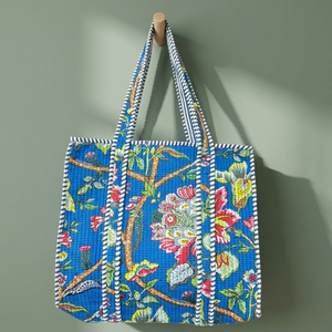 Sacs fourre-tout en coton matelassé imprimés à la main, style campagne française, grande capacité, multifonctionnels - Product Image 2