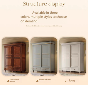 Armoire de chambre à coucher de luxe à 2 portes coulissantes en bois massif, style antique américain, rangement personnalisé, <span class=keywords><strong>placard</strong></span> en bois - Product Image 3