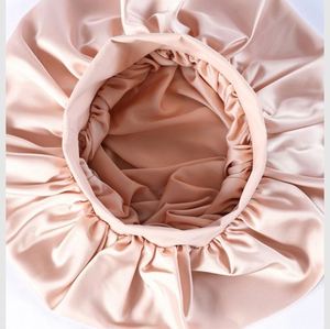 Gorro de Dormir de Satén de Seda para Mujer, con Banda Elástica Ancha, Gorro de Noche para Protección del Cabello Rizado Natural, con Scrunchie - Product Image 3