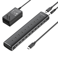Hub USB C de Aluminio de 10 Puertos, 10 Gbps, OEM, Hub de Expansión USB 3.2, Hub USB Profesional para Transferencia de Archivos de Alta Velocidad, Laptop, Tablet