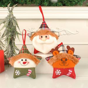 Adornos Navideños de Peluche Creativos con Forma de Papá Noel, Alce y Árbol de Navidad, Colgante de Muñeco Pentagrama Navideño - Product Image 1