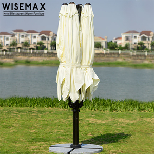 WISEMAX mobilier nordique noir cadre en aluminium parapluie extérieur 4 <span class=keywords><strong>parasol</strong></span> carré <span class=keywords><strong>banc</strong></span> de piscine hôtel <span class=keywords><strong>parasol</strong></span> <span class=keywords><strong>avec</strong></span> base en marbre - Product Image 5