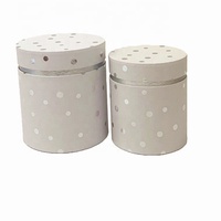 Vente en gros de boîte-cadeau fleur 2 pièces en feuille d'argent à pois de forme ronde pour la Saint-Valentin boîte à fleurs boîte à seau