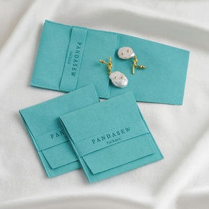 PandaSew Custom Logo Luxury Jewelry Pouch Packaging Microfiber <b>Envelope</b> Flap Package Bag - Product Image 6