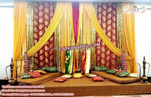 Maharani Wedding Stage <b>Embroidered</b> Backdrops Traditional Indian Wedding <b>Embroidered</b> Backdrops Hindu Wedding <b>Embroidered</b> <b>Curtains</b> - Product Image 6