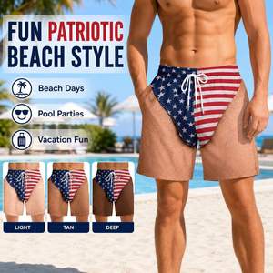 Shorts de bain sexy pour hommes, personnalisés, patriotiques, à taille élastique, imprimés, respirants, avec rembourrage amovible, séchage rapide, pour la plage - Product Image 6