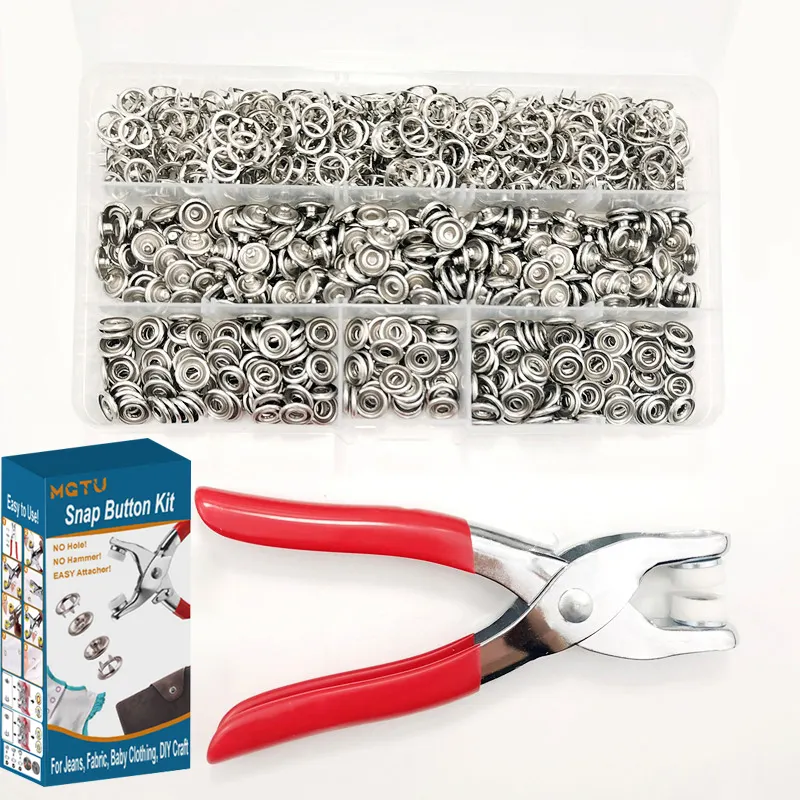 100 Sets Drukknopkit-Klik Op Knopen Met Drukknopen Voor Het Naaien Van Kleding Leer Handwerk Zilveren Kleur