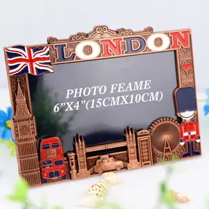 Prachtige Gepersonaliseerde Londen Toeristische Souvenir Klassieke Stijl 3D Tafel Metalen Foto Fotolijst