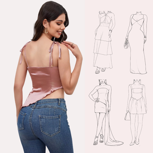 <span class=keywords><strong>Débardeur</strong></span> court tissé à bretelles fines, col halter, dos nu, avec nœud à nouer et dentelle pour <span class=keywords><strong>femme</strong></span> - Product Image 3
