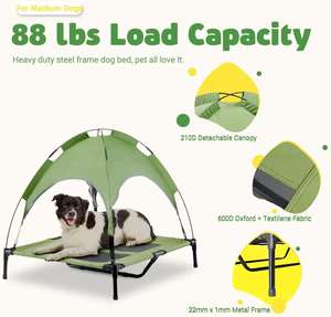 Cama Elevada para Perros con Toldo, Casas Portátiles para Perros Grandes para Exteriores, Camas Elevadas para Perros Resistentes a la Intemperie - Product Image 2