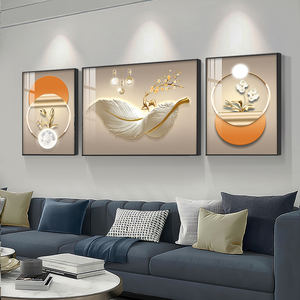 لوحات جدارية ثلاثية عصرية لتزيين غرفة المعيشة بإطار معدني - فن ديكور للمنزل - Product Image 1