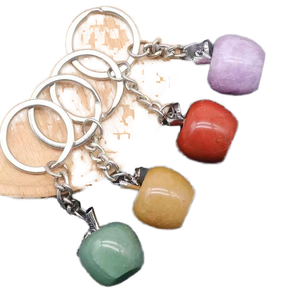 Llaveros de Cristal Curativo para Mujer, Llaveros de Piedras Preciosas Naturales, Diseño Simple, Colgante de Piedra en Forma de Manzana para Regalos y Bolsos - Product Image 1