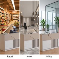 Comptoir de réception moderne en bois pour salon de thé, étanche, anti-taches, facile à nettoyer, idéal pour hôtels, centres commerciaux, restauration et commerce de détail