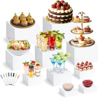 Lot de 10 présentoirs de buffet en acrylique blanc, mini supports pour signalétique alimentaire, boîtes gigognes cubiques à fond creux, 8 tailles (10"-3")