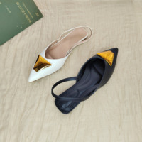Chaussures plates de luxe pour femmes avec bout pointu métallique, nouveau design, bride arrière, fermeture à enfiler, respirantes pour l'été