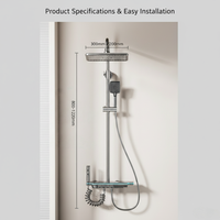Ensemble de douche mural moderne en alliage d'aluminium brossé de luxe avec valve en céramique, thermostatique, jet doux LED et pluie, pour salle de bain de villa