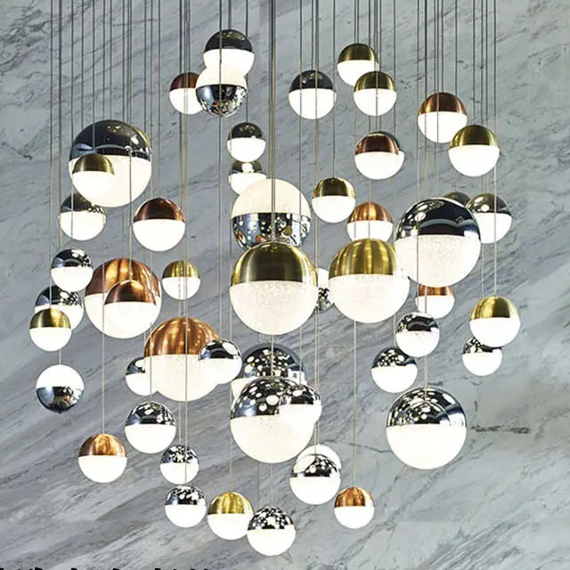 Home lighting Indoor led glass bubble ball Chandelier ceiling pendant lamps Modern design ball hanging wire light Fixture