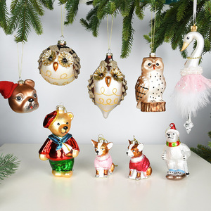 Décorations de Noël créatives en verre personnalisables : pendentifs animaux (ours, chiot, hibou) pour aménagement de scènes, MOQ 100 pièces - Product Image 2