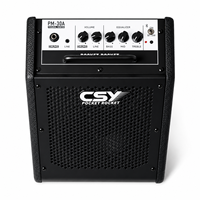 Amplificateur de batterie portable CSY PM-30A |   30W RMS / 50W de pointe, volume indépendant des percussions et des lignes sonores |   Commutateur BT, égaliseur 3 bandes
