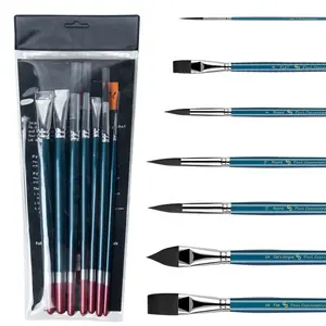 Professional 7 Pieces Nylon Brush Art Paint Brush Set Watercolor Acrylic Gouache Paint Brushes