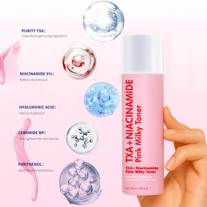 Tonique laiteux rose à la niacinamide TXA personnalisé, éclaircit, atténue les taches brunes, hydrate, convient aux peaux sèches et sensibles, utilisation quotidienne, 150 ml - Product Image 6