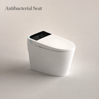 WC intelligent automatique avec siège chauffant, en céramique et ABS, design moderne, fonction lavage féminin, séchage à air chaud, fixation au sol, siphon intégré