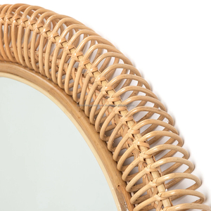 Miroir en rotin tissé Décoration d'intérieur Miroir en rotin bohème Diamètre 100 cm - Product Image 2