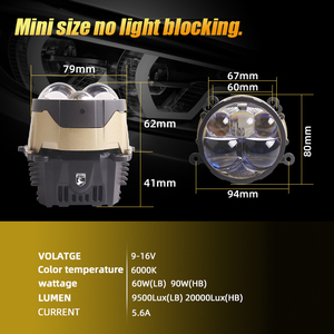 3 Inch Bi <b>Led</b> <b>Projector</b> Auto <b>Lights</b> B5 Blue Lens 12V 6000K 10000 Lumens Universal Fitment Headlight Upgrade Factory Price - Product Image 5