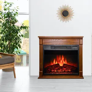 New 1500W Wall Mounted Log Flame Effect Electric Decorative Fixed Fireplace Heater