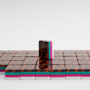 Versión Estadounidense, Fichas Cuadradas de Mahjong Americano Color Rojo Rosa, Madera con Vetas, Cartas de Ajedrez de Cristal de Alta Calidad - Product Image 4