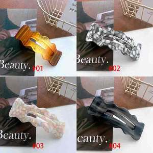 Grande pince à bec de canard en acétate coréen 11.5cm pince latérale surdimensionnée à ligne colorée acide acétique grand volume de pince à cheveux - Product Image 5