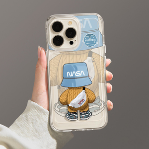 Fundas de teléfono TPU transparentes de oso de dibujos animados bonitos para iPhone 16 <span class=keywords><strong>Pro</strong></span> Max diseño de oso violento Compatible con iPhone 11 modelos más nuevos - Product Image 3