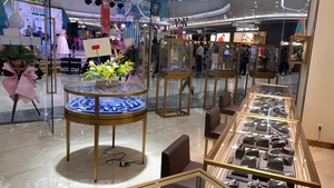 Comptoir d'exposition de luxe MASTER en <span class=keywords><strong>verre</strong></span> trempé et acier inoxydable, vitrine ronde antivol pour exposition de bijoux - Product Image 4