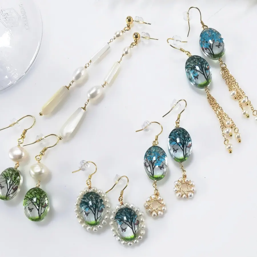 E516-520 Factory Fashion 2021 Pearl Long flower butterfly Earrings Girls Earings For Women