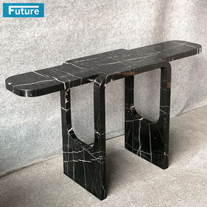 Customized 100% Natural Stone Black Marqulina <b>Marble</b> <b>Console</b> <b>Table</b> Entryway Home Furniture for Hotel Villa Apartment Entrance - Product Image 1