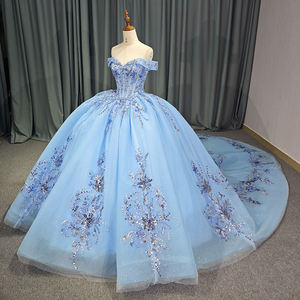 <span class=keywords><strong>Robe</strong></span> <span class=keywords><strong>de</strong></span> bal <span class=keywords><strong>de</strong></span> luxe bleu ciel à épaules dénudées, <span class=keywords><strong>robe</strong></span> <span class=keywords><strong>de</strong></span> Quinceañera richement perlée à motifs floraux, <span class=keywords><strong>robe</strong></span> <span class=keywords><strong>de</strong></span> mariée Princesse <span class=keywords><strong>Cendrillon</strong></span> 2026 - Product Image 4