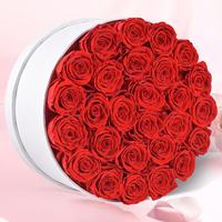 Roses éternelles romantiques populaires 27pcs Roses conservées dans une boîte cadeau ronde