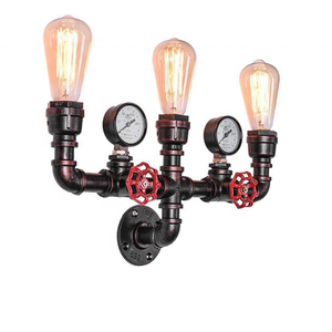 Đèn tường <span class=keywords><strong>LED</strong></span> điện kiểu công nghiệp nhẹ, phong cách steampunk, làm từ sắt, kim loại cổ điển, ống nước, dành cho quán bar/quán cà phê/phòng khách - Product Image 2