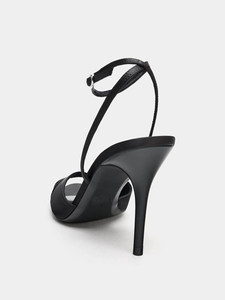 Giày sandal nữ cao gót nhọn mũi, quai mắt cá chân, chất liệu lụa đen gợi cảm, kiểu dáng mới mùa hè 2026 ZA - Product Image 2