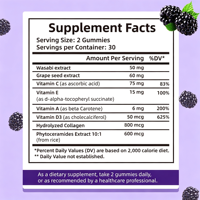 Gummies de suppléments à base de plantes anti-âge pour adultes en vrac, 60 unités, sans sucre, favorisant l'éclat de la peau, support OEM, marque privée