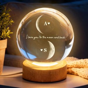 Bola de Cristal Personalizada con <span class=keywords><strong>Luz</strong></span> LED, Regalo Romántico para San Valentín, Aniversario de Pareja, con Fecha y Luna - Product Image 5