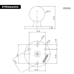 Large Marine Electronics Mount Base Mount with Double <b>Socket</b> Arm Compatible with Lowrance,Garmin,Humminbird Fishfinder - Product Image 2